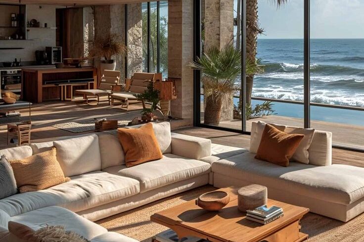 Cliffside Ocean Retreat 17 beach house living room designs that will make your home feel like a permanent vacation