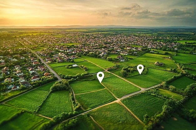 aerial view of agricultural land division property lines and farmland planning in a rural landscape premium ai generated image
